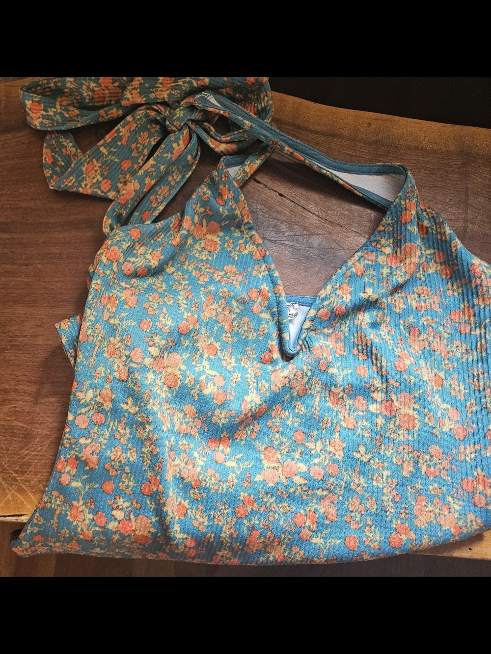 Teal Floral Halter Jumpsuit